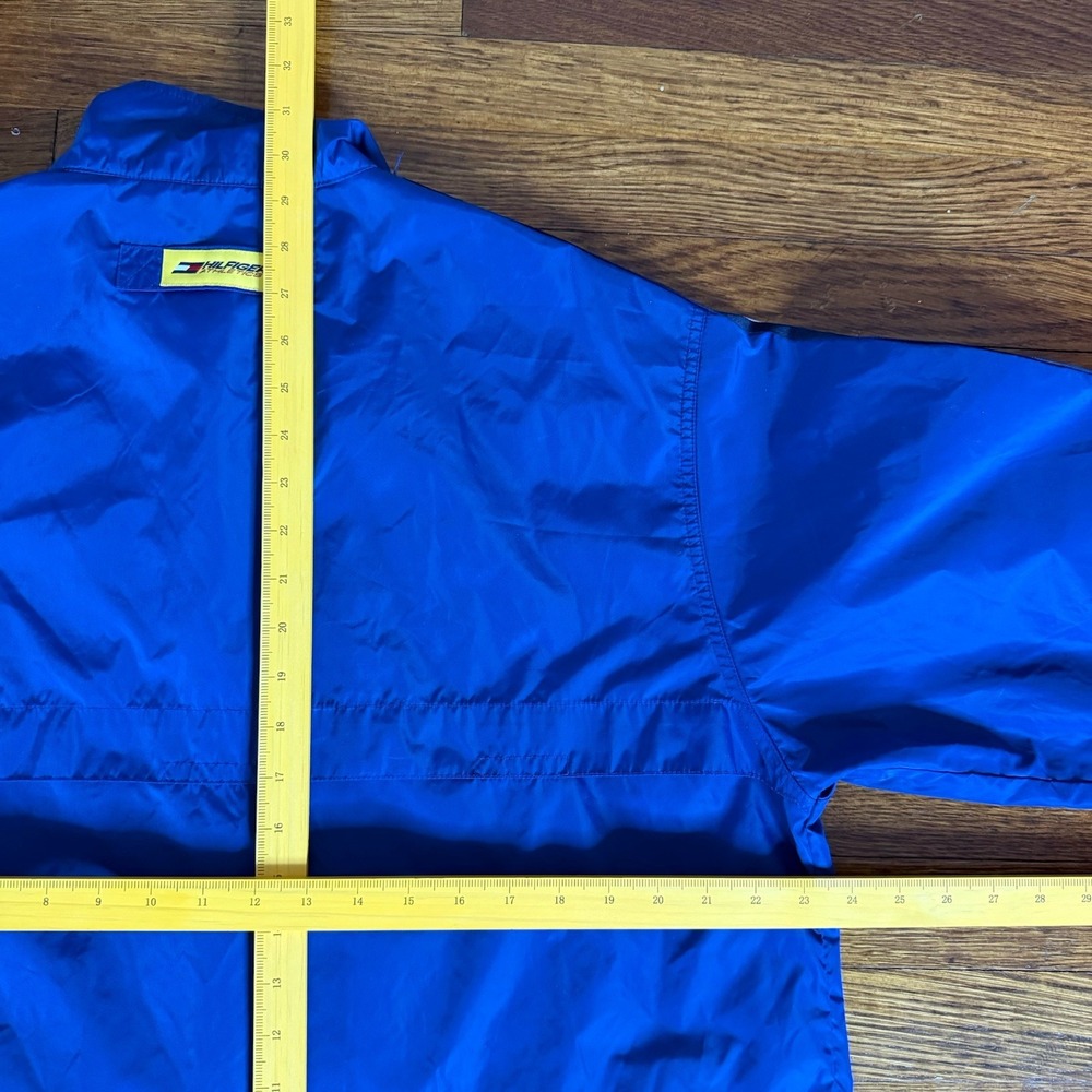 Hilfiger Athletics Vintage Men's Windbreaker Jacket Full Zip Nylon Blue Red M - Picture 10 of 10